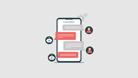 Chatbot and AI Chat on Mobile Phone Concept Animation Video - Transparent Stock Footage 320097778