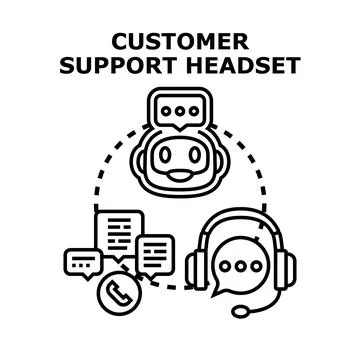 Chatbot and headset providing customer support service Stockillustratie