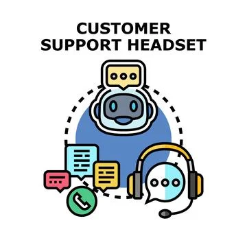 Chatbot and headset providing customer support service Stock Illustration