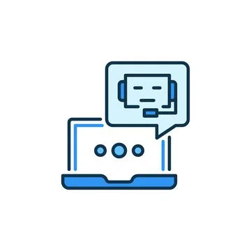 Chatbot and Laptop Computer vector Online Support Service colored icon Illustrazione stock