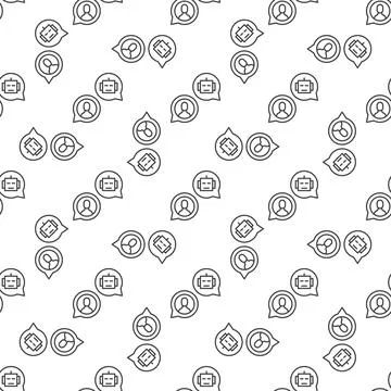 Chatbot and Man in Speech Bubbles vector concept line seamless pattern イラスト素材