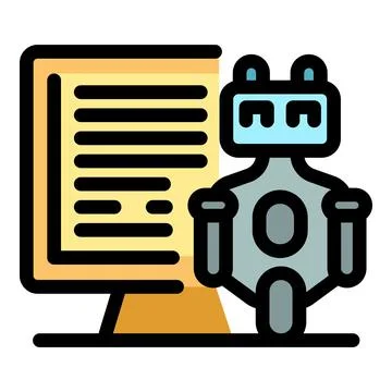 Chatbot answering questions on computer screen, providing customer support .. Stock Illustration