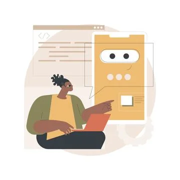 Chatbot app development abstract concept vector illustration. Stock Illustration