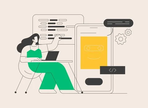 Chatbot app development abstract concept vector illustration. Stock Illustration