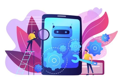 Chatbot app development concept vector illustration. Stock Illustration