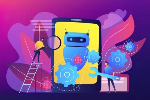 Chatbot app development concept vector illustration. 스톡 일러스트
