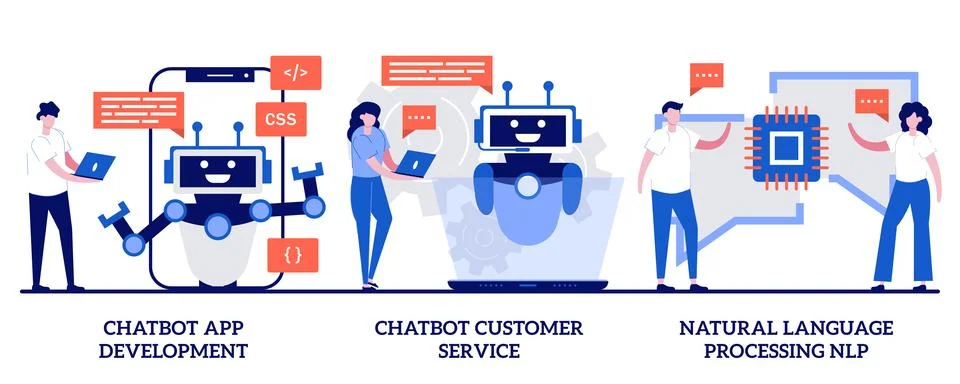 Chatbot app development, customer service and natural language processing c.. Stock Illustration