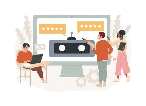 Chatbot app development isolated concept vector illustration. Stock Illustration