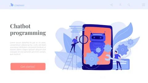 Chatbot app developmentconcept landing page. Stock Illustration