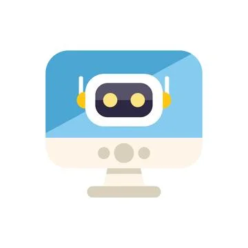 Chatbot appearing on a computer screen displaying artificial intelligence Stock Illustration