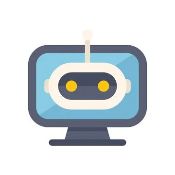 Chatbot appearing on a computer screen icon Stock Illustration