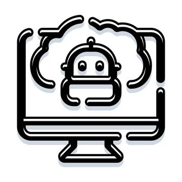 Chatbot artificial intelligence assistant operating on cloud computer Stock Illustration