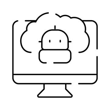 Chatbot artificial intelligence on cloud computing monitor screen Ilustración de archivo