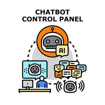 Chatbot artificial intelligence control panel management concept Stock Illustration