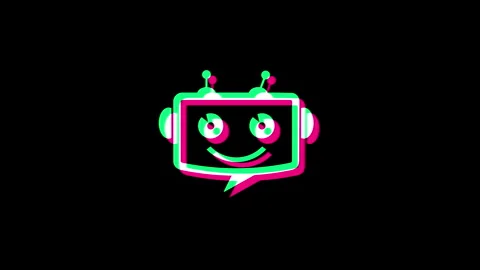 Chatbot assistance symbol on analog screen modern glitch Stock Footage 329506336