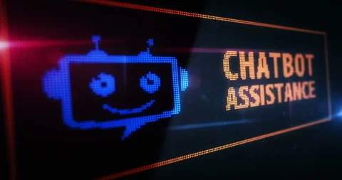 Chatbot assistance symbol light flashing on digital display Stock Footage 329506651