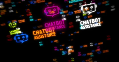Chatbot assistance symbol tunnel effect fly between Stock Footage 328635525