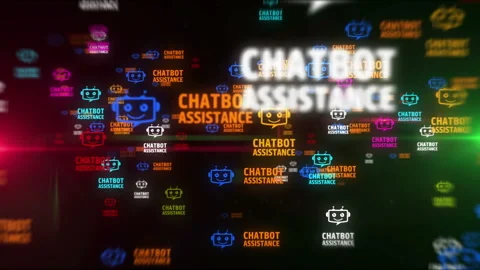 Chatbot assistance symbol tunnel effect fly between Stock Footage 329506572