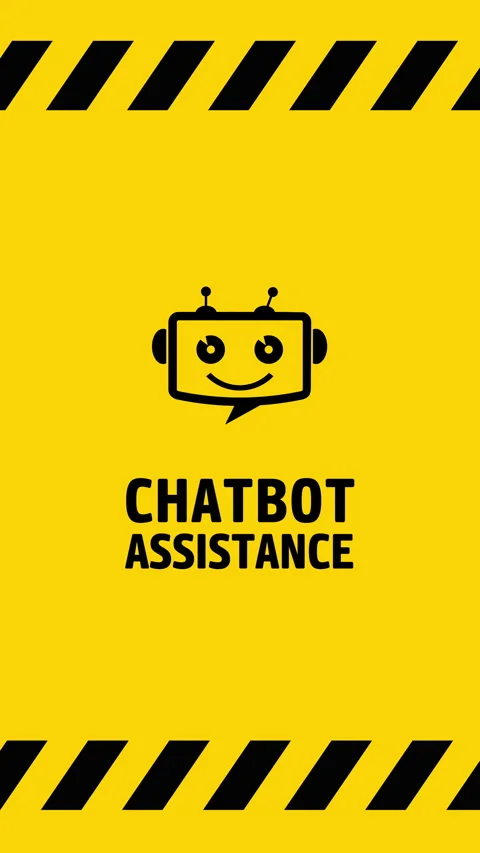 Chatbot assistance symbol on yellow background screen vertical Stock Footage 329506398