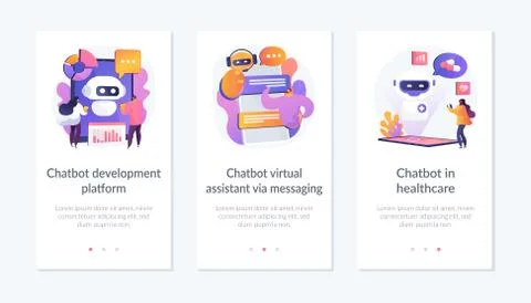 Chatbot assistant app interface template. Illustrazione stock