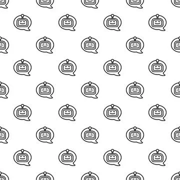 Chatbot assistant robot head messaging seamless pattern Stock Illustration