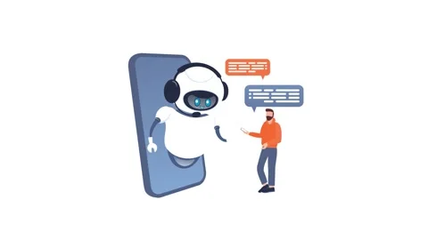 Chatbot assisting customer on smartphone, white and green screen Stock Footage 319025271