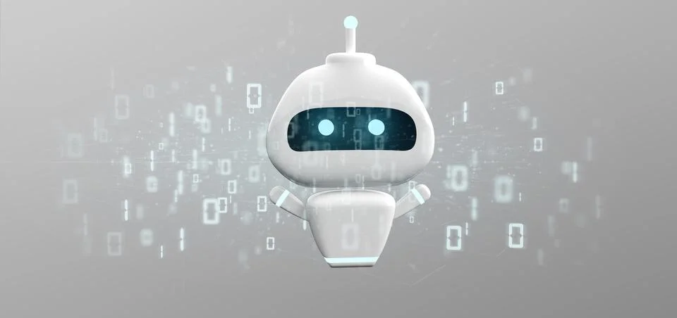 Chatbot with binary code 3d rendering Stockillustratie