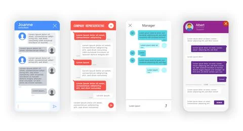 Chatbot, bot messenger app interface, support chat Stock Illustration