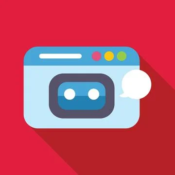 Chatbot character speaking in a web browser window Stock Illustration