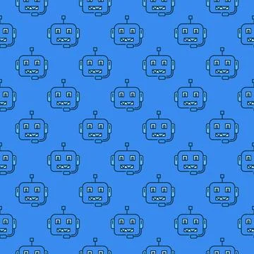 Chatbot Character vector AI Robot concept blue seamless pattern Illustrazione stock