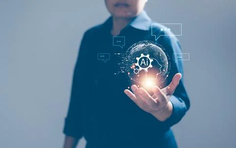 Chatbot Chat with AI, Artificial Intelligence. Businesswoman using technolo.. 스톡 사진