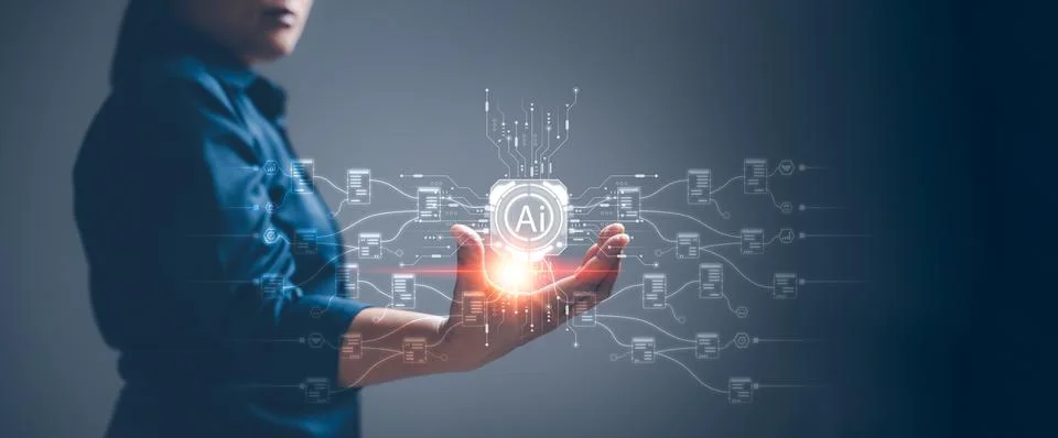 Chatbot Chat with AI, Artificial Intelligence. Businesswoman using technolo.. Stock Photos
