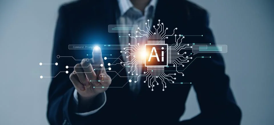 Chatbot Chat with AI, Artificial Intelligence. man using technology smart r.. Stock Photos