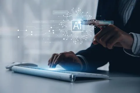 Chatbot Chat with AI, Artificial Intelligence. man using technology smart r.. Stock Photos