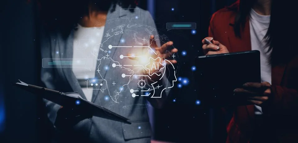 Chatbot Chat with AI, Artificial Intelligence. man using technology smart r.. Foto stock