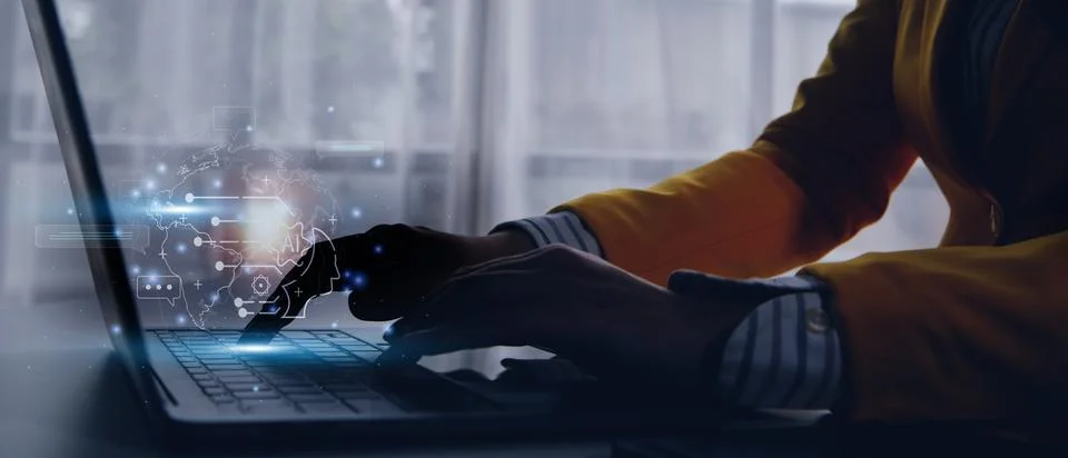 Chatbot Chat with AI, Artificial Intelligence. man using technology smart r.. Stock Photos
