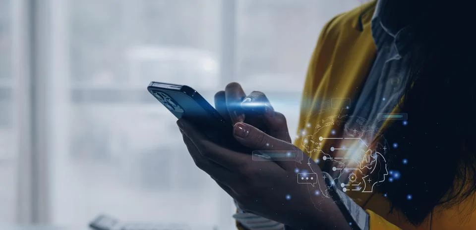 Chatbot Chat with AI, Artificial Intelligence. man using technology smart r.. Foto stock