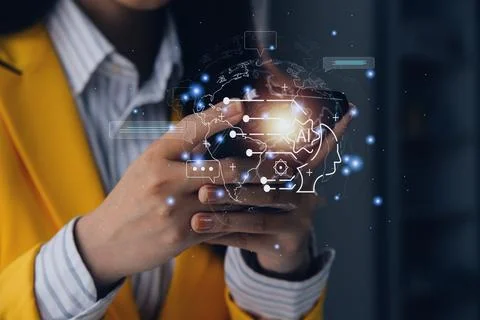 Chatbot Chat with AI, Artificial Intelligence. man using technology smart r.. Stock Photos