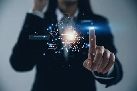 Chatbot Chat with AI, Artificial Intelligence. man using technology smart r.. Stock Photos