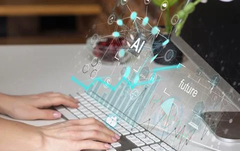 Chatbot Chat AI concept, Artificial Intelligence. Businessman using technology Stock Photos