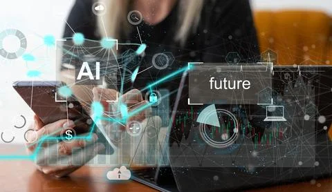 Chatbot Chat AI concept, Artificial Intelligence. Businessman using technology Stock Photos