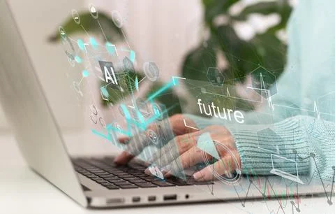 Chatbot Chat AI concept, Artificial Intelligence. Businessman using technology Foto stock