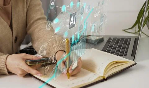 Chatbot Chat AI concept, Artificial Intelligence. Businessman using technology Stock Photos