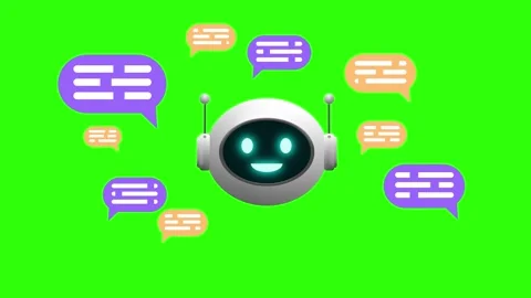 Chatbot Chat animation on green screen Stock Footage 253554880
