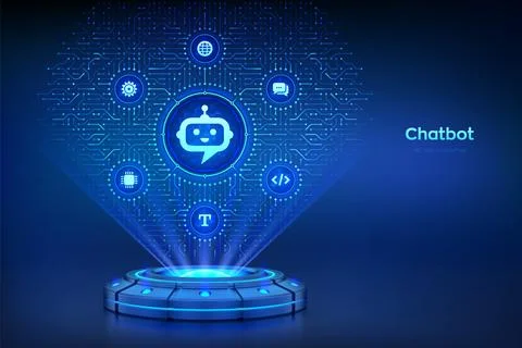 Chatbot. Chatbot assistant application. Smart assistant. AI. Artificial intel Stock Illustration