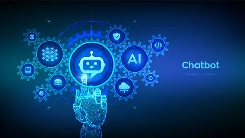 Chatbot. Chatbot assistant. Smart assistant. AI. Artificial intelligence tech Ilustração Stock