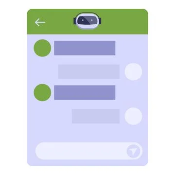 Chatbot chatting on smartphone screen using mobile app Illustrazione stock
