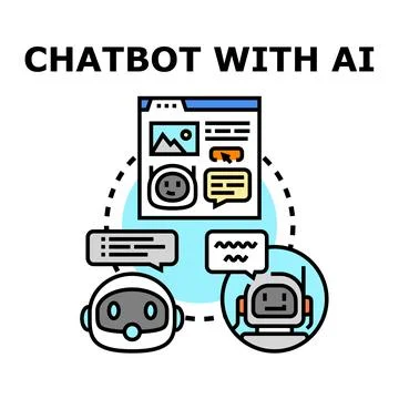 Chatbot communicating with artificial intelligence digital interface Stock Illustration