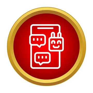 Chatbot communicating on mobile phone icon concept Stock Illustration