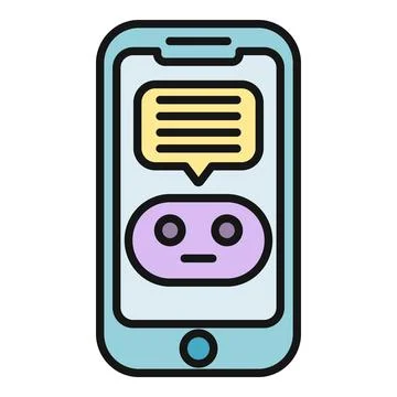Chatbot communicating on smartphone screen icon design Stock Illustration